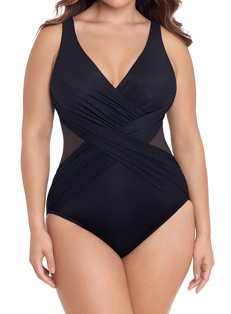 **Miraclesuit Women's Plus Size One Piece Swimsuit – Tummy Control, Soft Cup, Crossover Design for Flattering Fit | Perfect for Beach, Pool & Vacation**