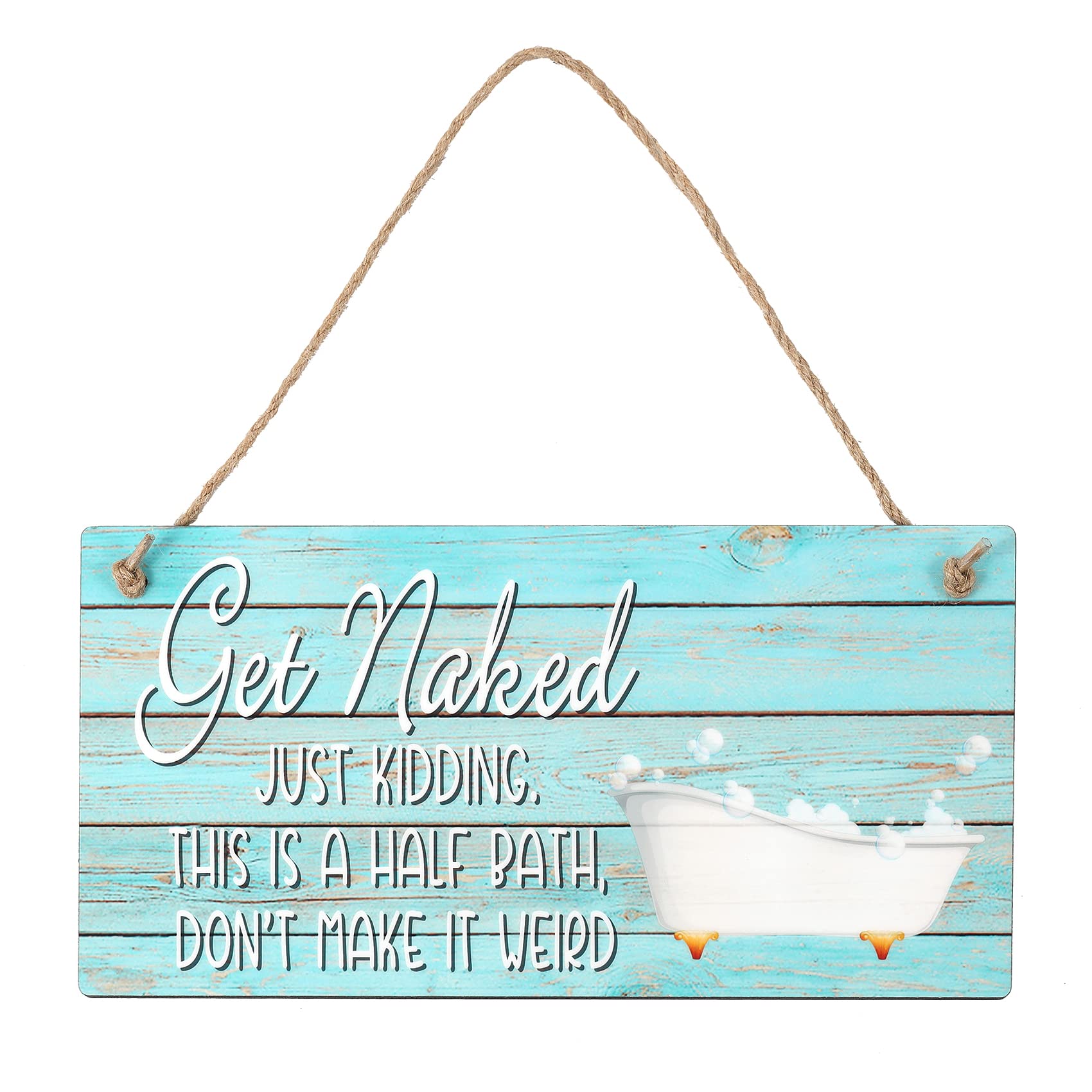 Funny Naked Sign for Bathroom Decor - Rustic Farmhouse Wall Art & Wood Toilet Plaque - Perfect for Half Bath, Powder Room or Farmhouse Style Home
