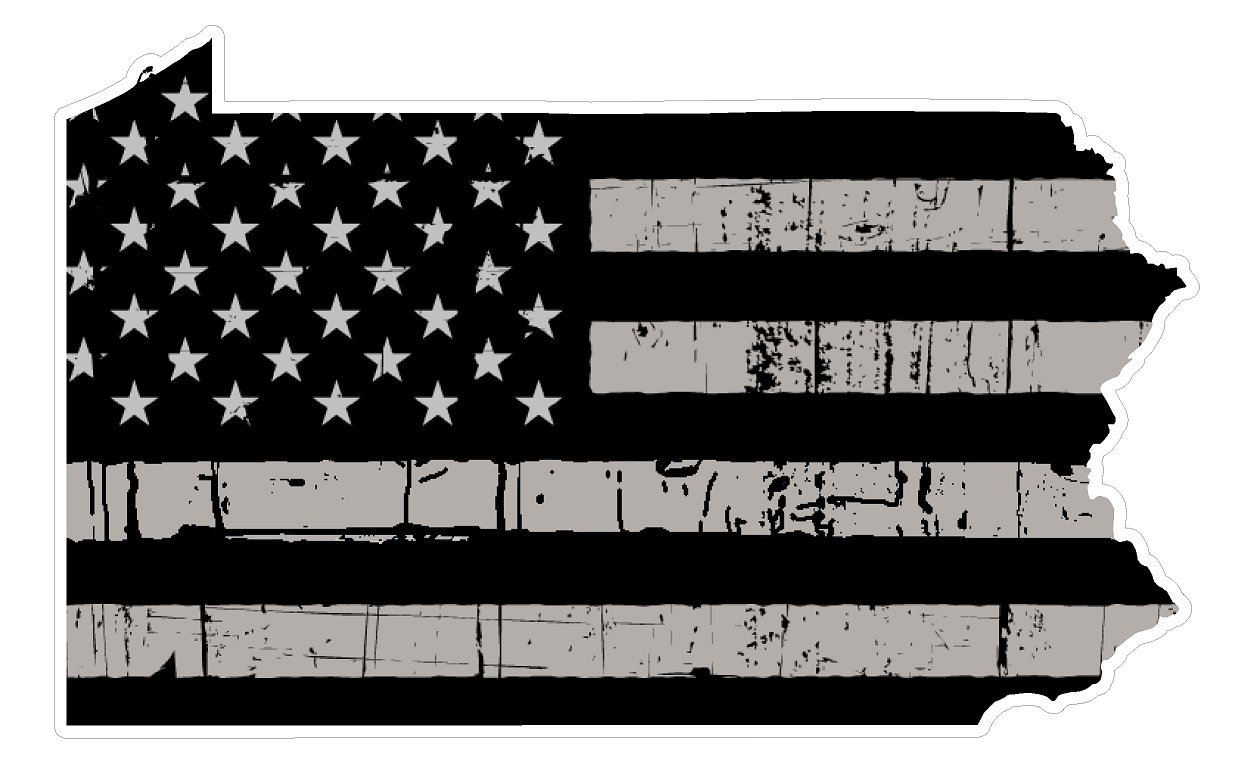 Premium Distressed Pennsylvania State Flag Vinyl Decal - Patriotic N39 American State Pride Sticker - Waterproof 5'' Black & White USA Design for Cars, Trucks, Windows, Laptops - Perfect for Tailgating, College Dorms & Office Decor