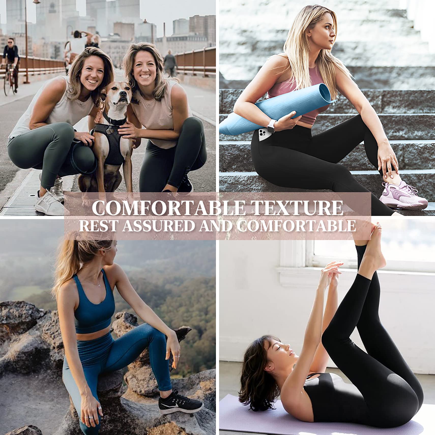 FEYHAY Women's High Waisted Yoga Pants 3-Pack - Butt Lifting Tummy Control Workout Leggings for Running, Gym & Daily Wear - Non See-Through Comfortable Activewear