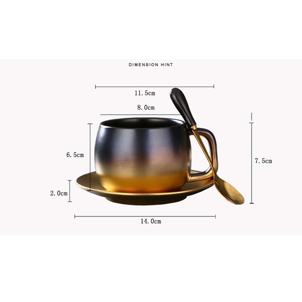 Creative Gradient Ceramic Coffee Mug with Gold Accents - Rough Surface Cup & Saucer Set for English Afternoon Tea, Latte, and Espresso - Perfect for Home, Office, and Cafe Use (Color: A)