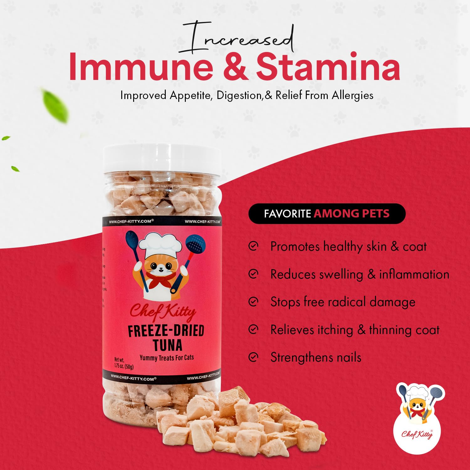 Freeze Dried Tuna Cat & Dog Treats - 100% Wild Caught, Single Ingredient, Grain-Free - Healthy Natural Snacks for Indoor Cats, Kittens & Dogs - USA Inspected & Tested - 1.75oz - Perfect for Training Rewards and Daily Treats