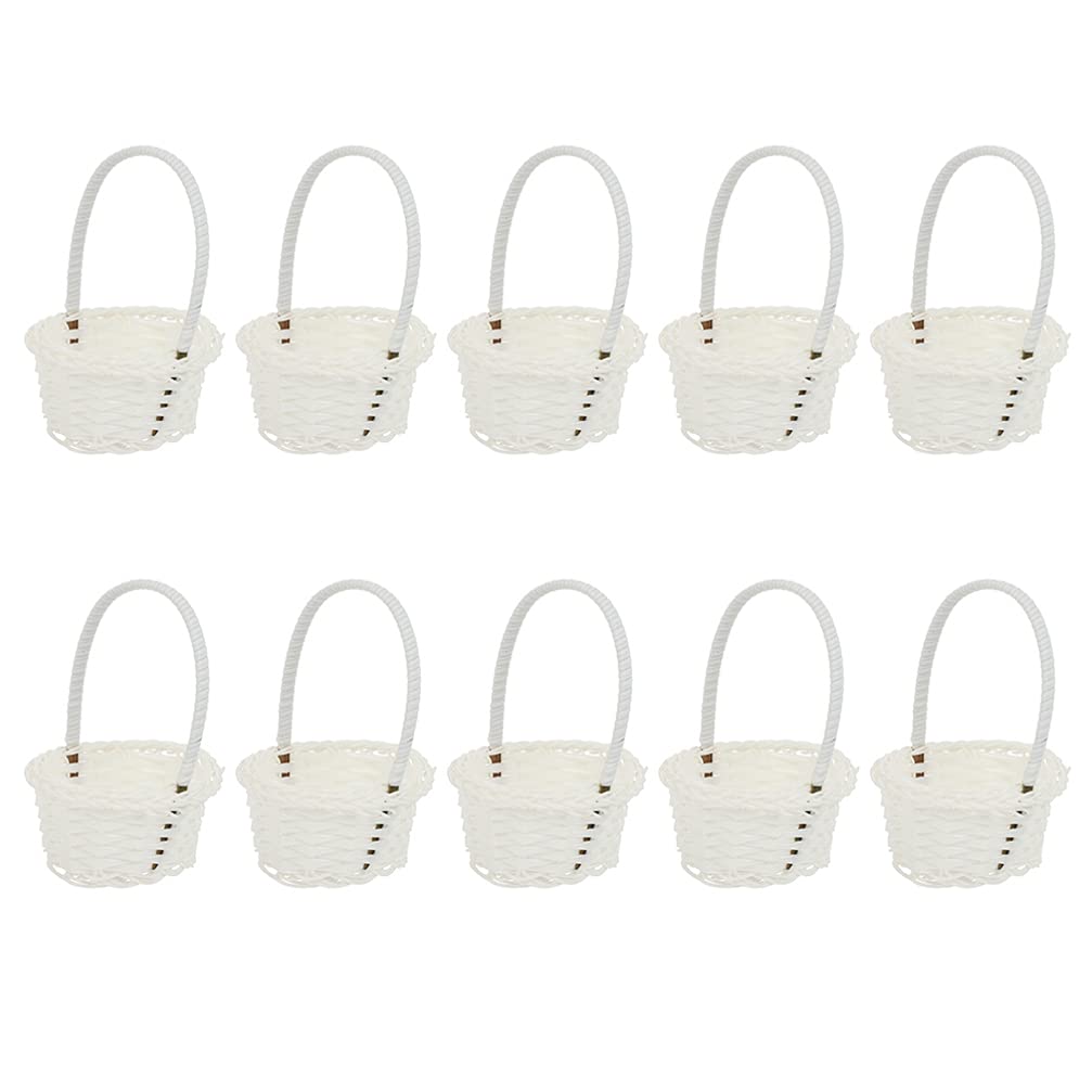 10-Piece Rattan Shopping Baskets Set - Decorative Kids & Vegetable Woven Baskets - Multi-Functional Handheld Rattan Baskets for Groceries, Fruits, Flowers & Home Decor - Perfect for Kitchen, Garden, Picnic & Nursery Organization