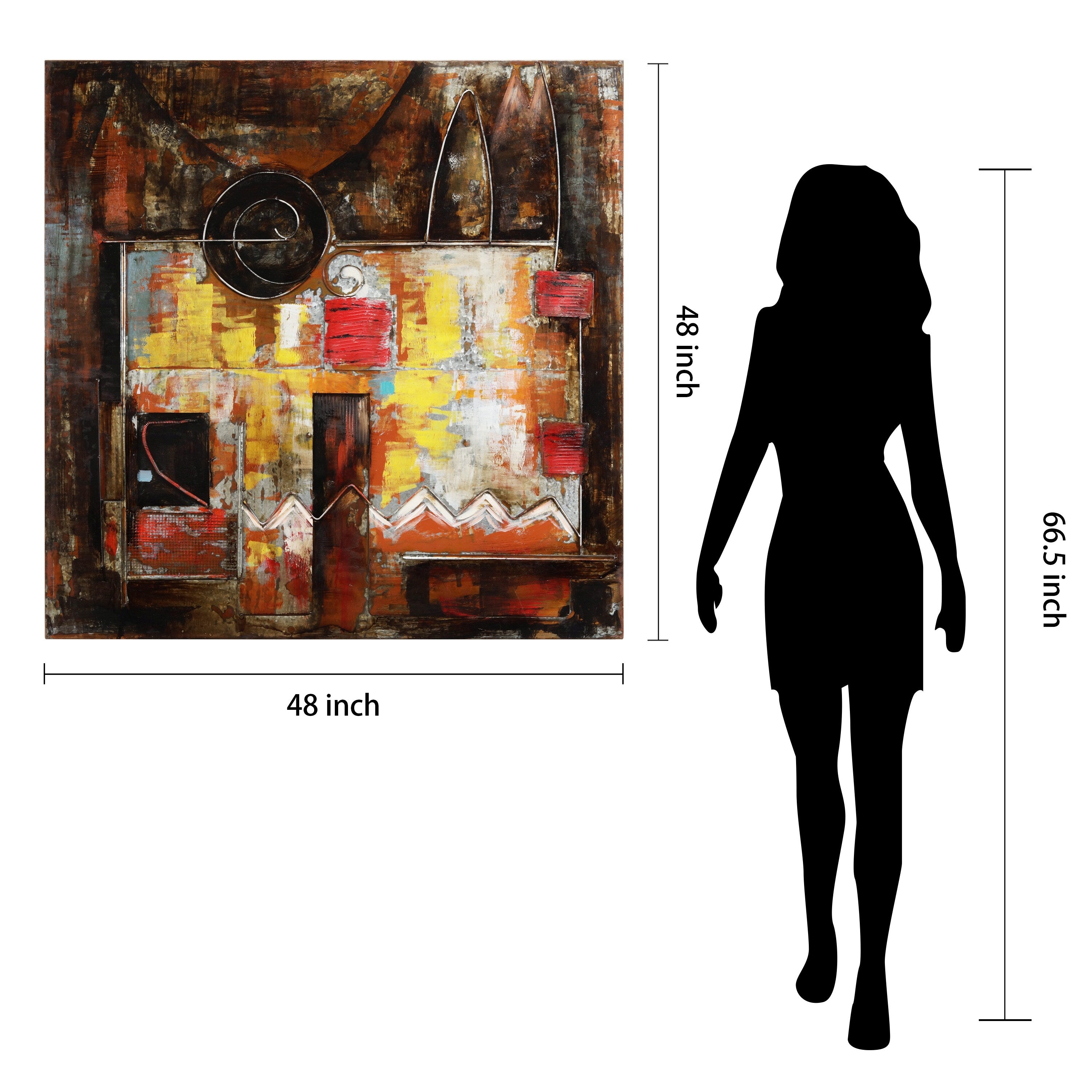 Abstract Mixed Media Iron Hand-Painted Dimensional Wall Art Decor - Modern Home & Office Wall Decor for Living Room, Bedroom, Dining Area