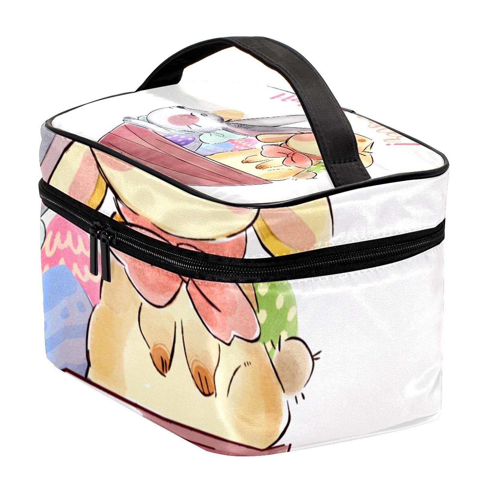 Easter Bunny & Eggs Travel Makeup Bag - Large Cosmetic Organizer with Zipper for Women & Girls | Perfect for Holiday Travel, Gym, Beach & Daily Essentials Storage