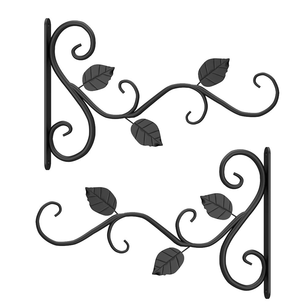 2 Pack Heavy Duty Hanging Basket Brackets - Sturdy Metal Wall Hanger with Screws for Lanterns, Planters & Bird Feeders | Outdoor Garden Decor, Patio & Fence Hanging Solution