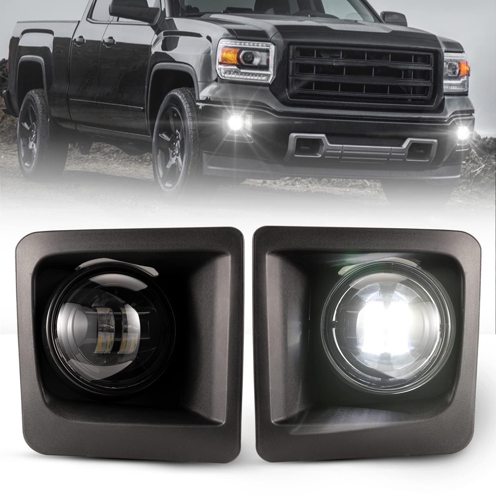 BUNKER INDUST LED Fog Lights Kit for 2014-2015 GMC Sierra 1500 - Waterproof Bumper Driving Lights with Durable Housing - Perfect for Off-Roading, Night Driving, and Low Visibility Conditions