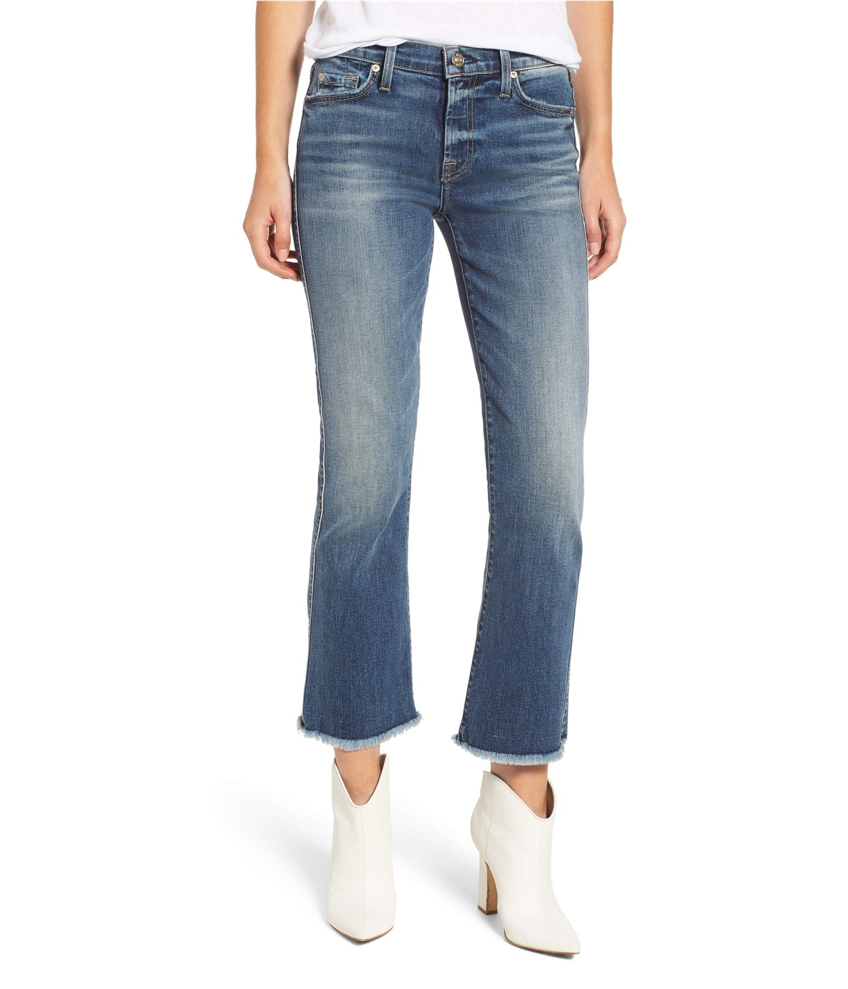7 For All Mankind Women's Cropped Bootcut Jeans - High Waist Stretch Denim Pants for Casual & Night Out | Perfect for Work, Date Night & Weekend Wear