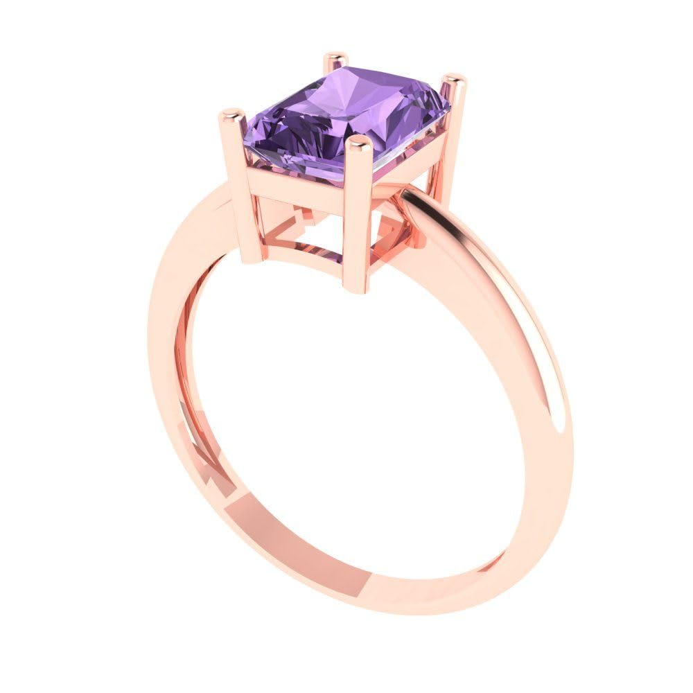 1.75ct Radiant Cut Simulated Alexandrite Solitaire Ring - 18K Rose Gold Engagement, Wedding, Anniversary Jewelry for Women | Perfect for Proposals, Bridal Gifts & Special Occasions