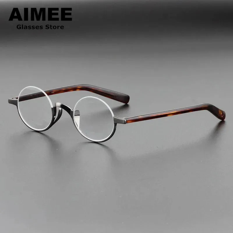 Aimee Unisex Semi-Rimless Round Titanium Eyeglasses Frame 111380 - Lightweight & Durable Eyewear for Work, Reading, and Everyday Fashion