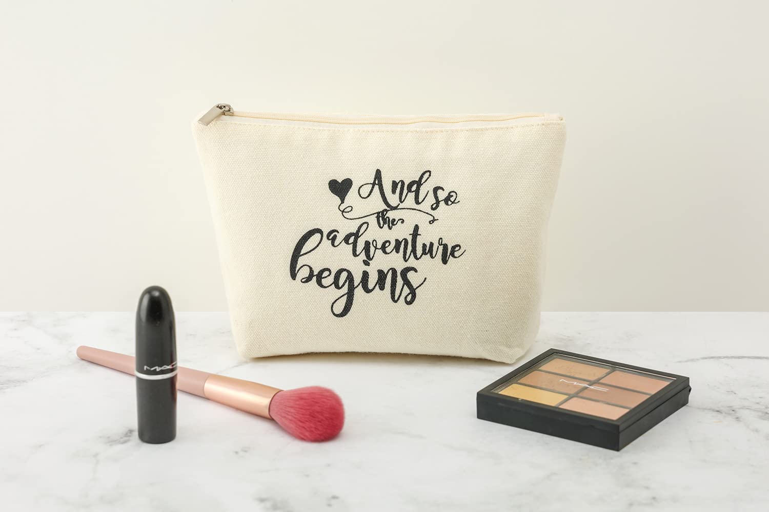 Bride Tote Bag with Makeup Bag - Perfect Wedding Gift for Bridal Showers, Bachelorette Parties & Honeymoon Travel - Large Canvas Shoulder Bag with Cosmetic Pouch for Bride-to-Be