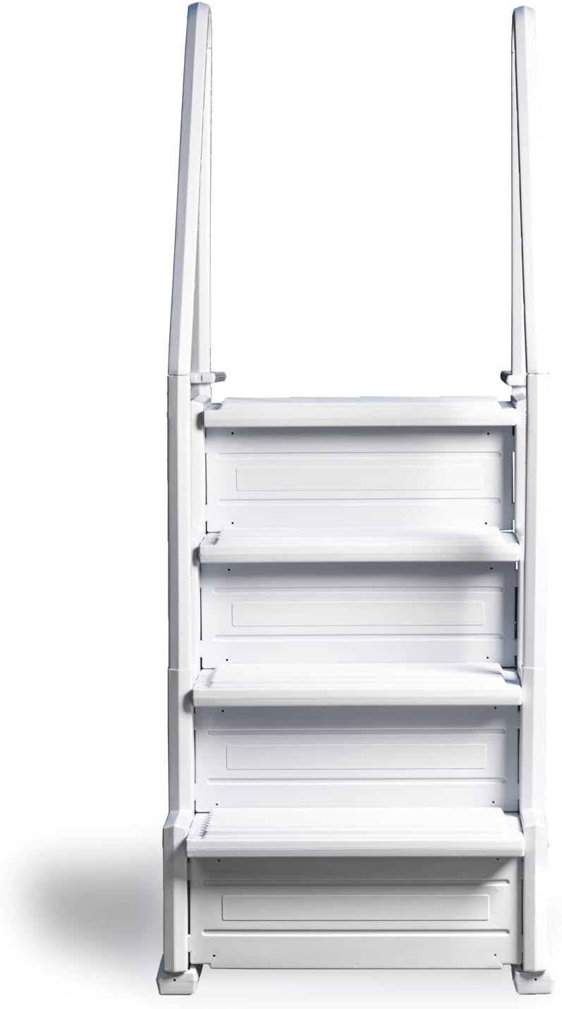 Premium Above Ground Pool Ladder - Heavy Duty Deck Mounted Step Ladder with Dual Handrails & Anti-Slip Steps (350 LB Capacity) for 48-54 Inch Pools - Perfect for Safe Entry/Exit & Pool Maintenance