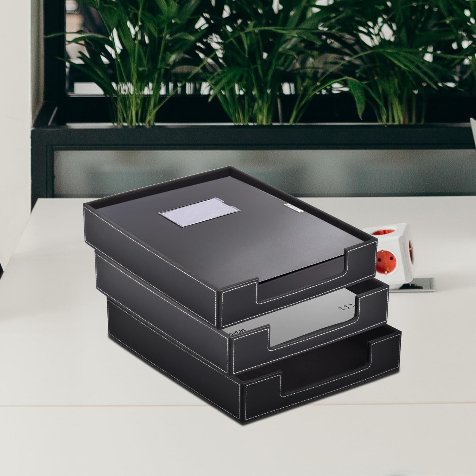 Luxury Leather Letter Tray - Office Desk Organizer for Mail & Files | Home & Office Use
