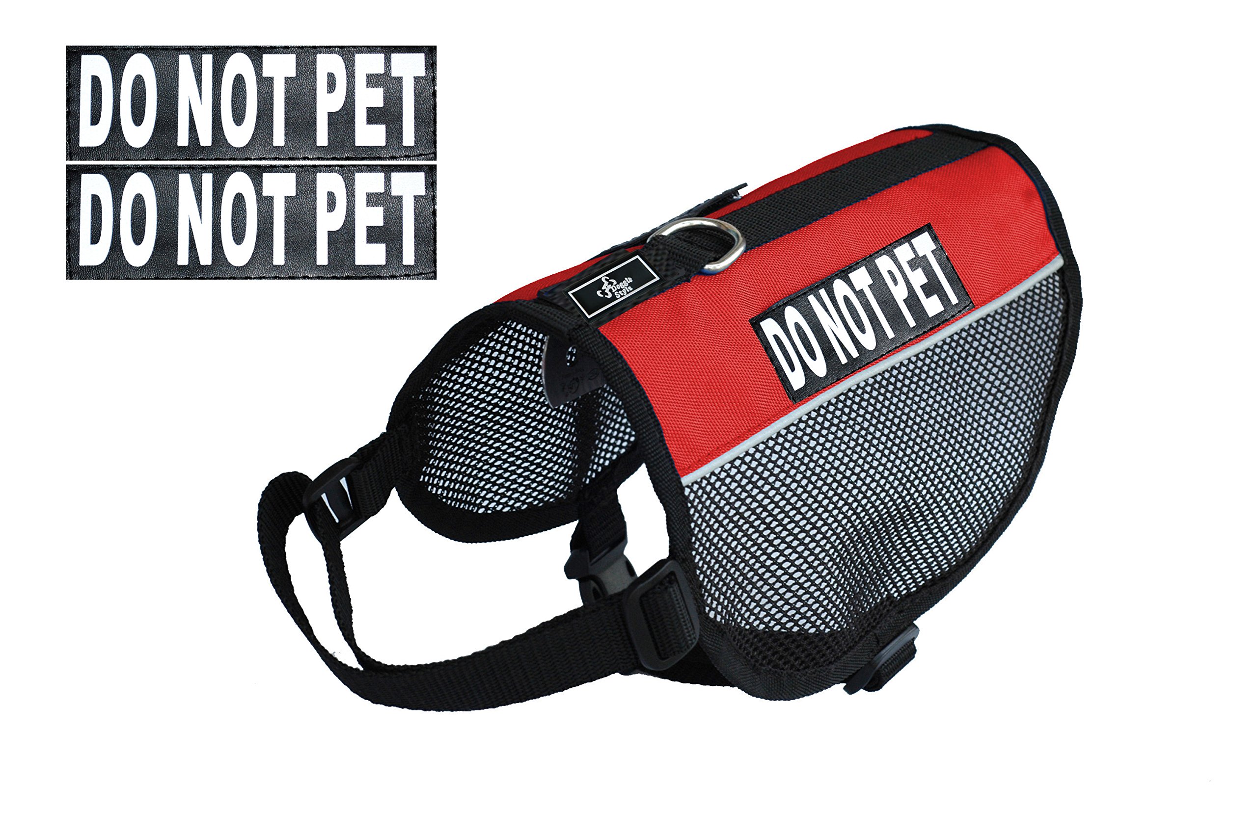 DO NOT PET Service Dog Mesh Vest Harness - Breathable Nylon Dog Vest for Small, Medium & Large Dogs - Includes 2 Reflective Removable Patches (Measure Your Dog Before Ordering) - Perfect for Therapy Dogs, Emotional Support Animals & Public Outings