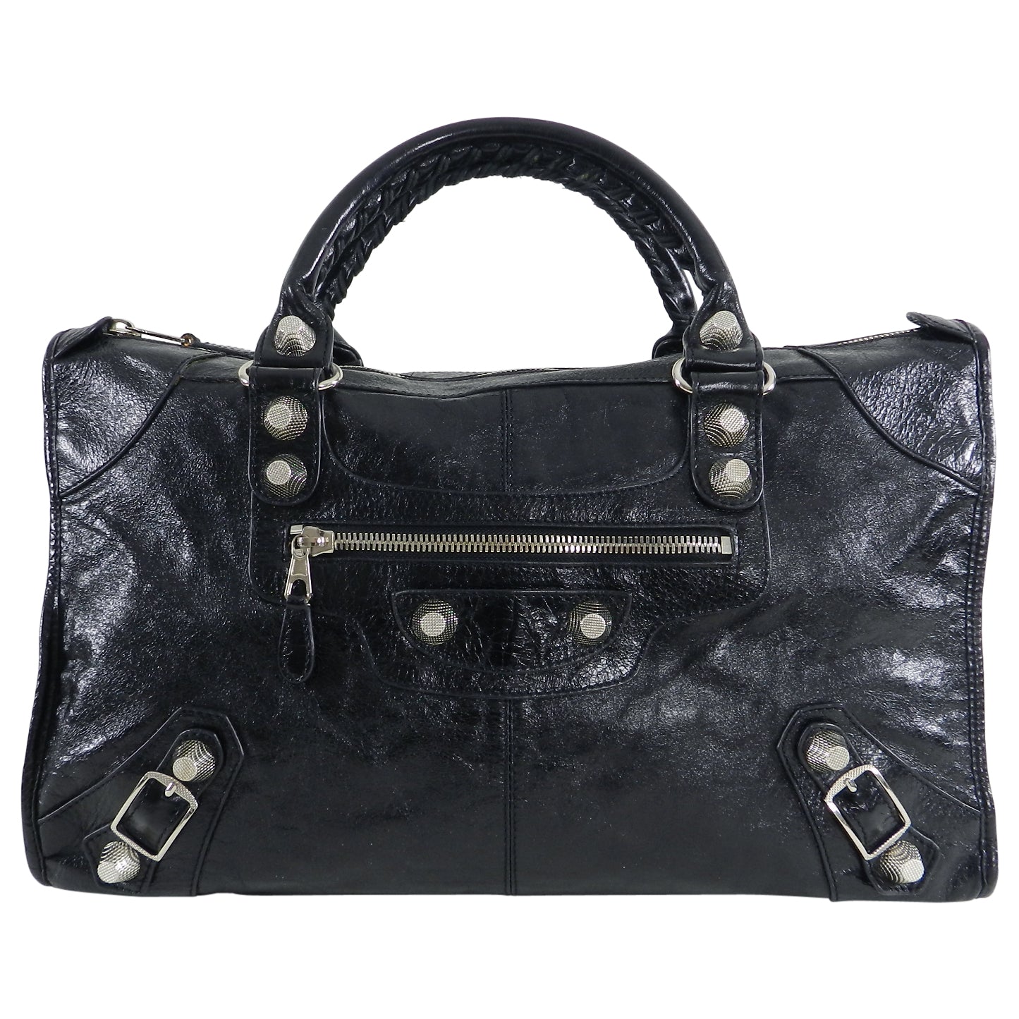 Balenciaga Black City Giant 21 Work Bag with Silver Hardware - Stylish Designer Handbag for Women, Perfect for Office, Travel & Everyday Use