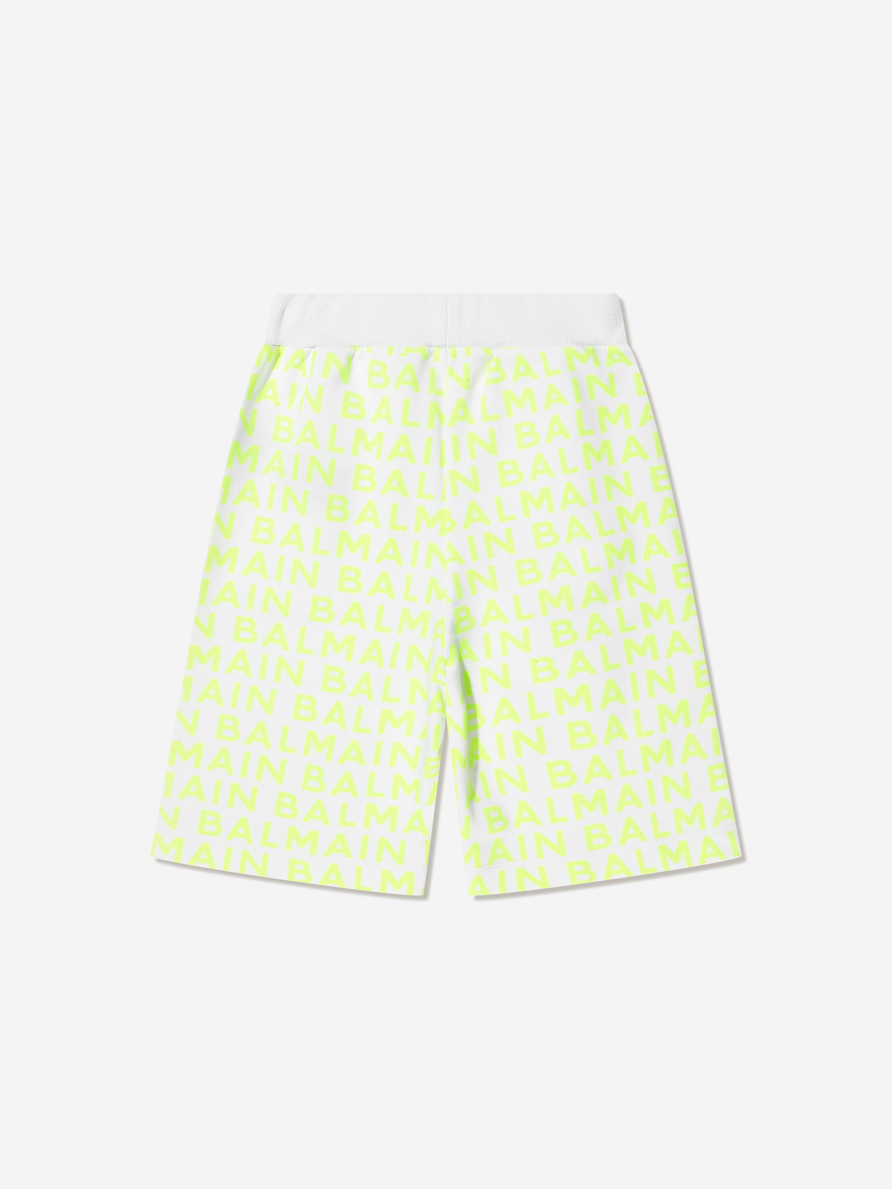 Balmain Boys Logo Jersey Shorts - White Cotton Athletic Shorts for Kids | Perfect for Sports, Gym & Casual Wear