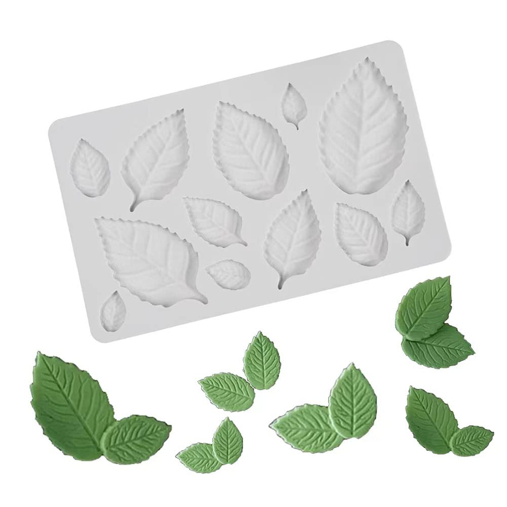 3D Mini Rose Leaves Silicone Mold for Fondant, Cupcake, Cake Decorating - Chocolate, Gumpaste & Sugarcraft Bakeware - Perfect for Wedding Cakes, Birthday Parties & DIY Baking Projects (Rose Leaves Molds 1)