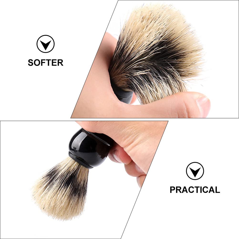 EXCEART Men's Shaving Brush Set - 4Pcs Ultra-Soft Silvertip Badger Bristle Shaving Brushes with Plastic Handle, Fine Bristle Hairbrush & Comb for Men, Perfect for Daily Grooming and Travel