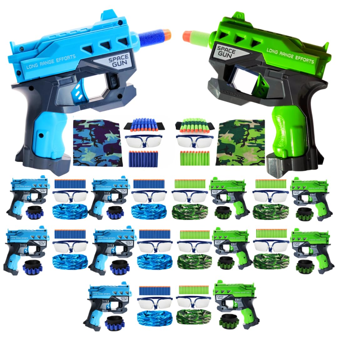 Nerf Party Accessories Bulk Pack - 10 Sets with Mini Toy Gun, Wrist Holder, Foam Darts & Safety Gear | Perfect for Nerf Birthday Parties, War Games & Kids Activities | Ages 5+ (Great for Birthday Favors, Team Battles & Outdoor Play)