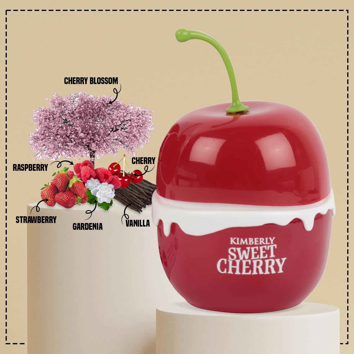 Kimberly Sweet Cherry Spray Perfume for Women - Long Lasting Eau De Parfum - 3.0 fl.oz Floral Fruity Fragrance - Perfect for Date Night, Office & Special Occasions