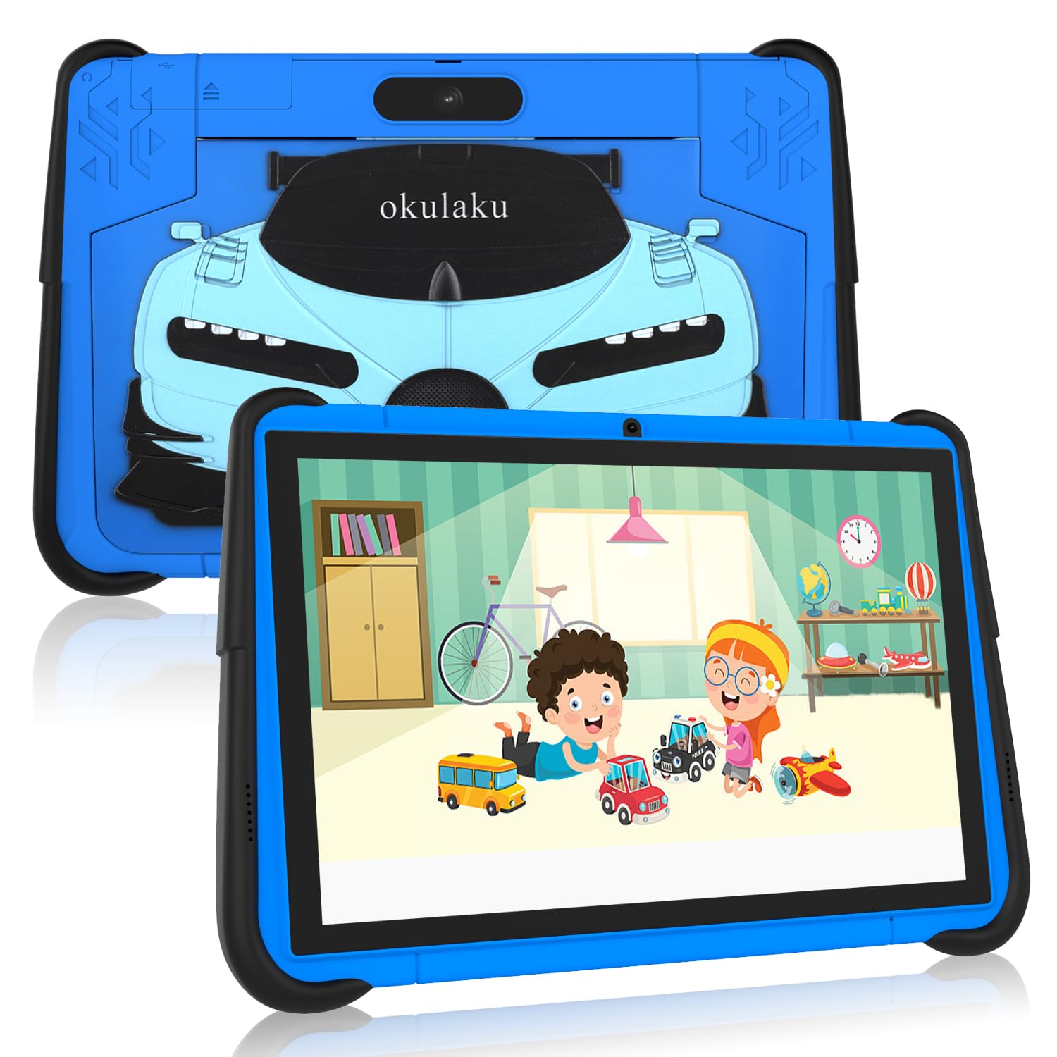 10 Inch Kids Tablet - Android Learning Tablet with WiFi, Dual Camera & 32GB Storage | Parental Control, Shockproof Case | Preloaded with Netflix & YouTube | Perfect for Boys & Girls (Blue) - Ideal for Homeschooling, Travel & Educational Playtime