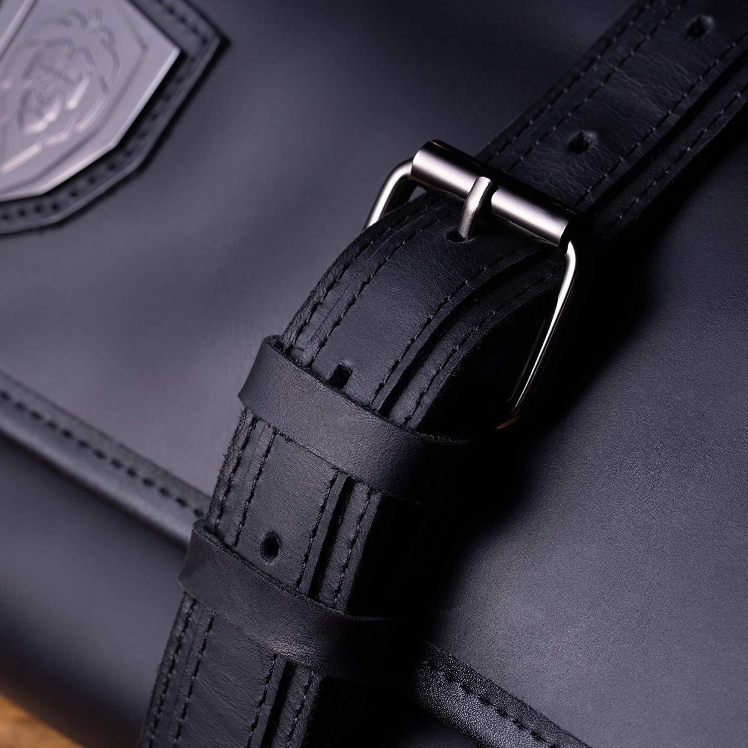 Premium Full Grain Leather Vagabond Knife Roll - Midnight Black | Dalstrong Professional Chef Knife Case for Travel & Kitchen Storage