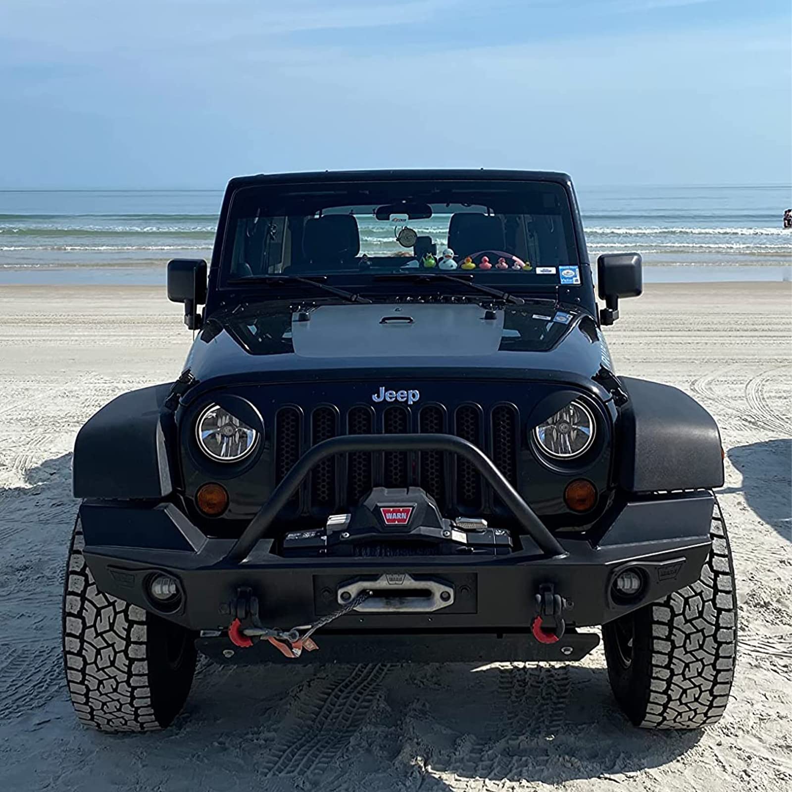 Angry Bird Style Jeep Wrangler JK & Unlimited (2007-2018) Headlight Cover Rings - Black Trim Accessories for Off-Road Mods & Custom Decor | Perfect for Jeep Enthusiasts & Outdoor Adventures