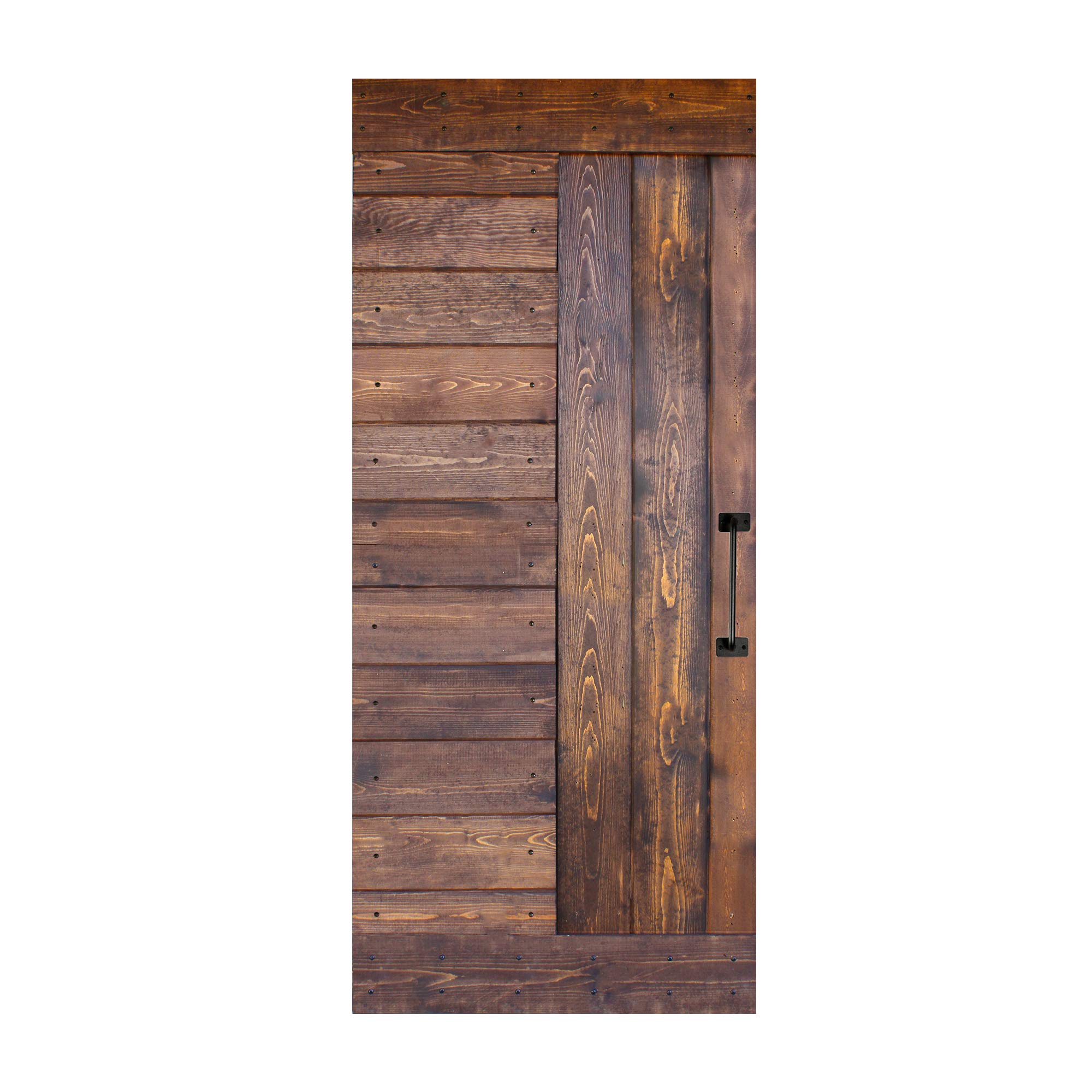 36in X 84in Solid Wood DIY Sliding Barn Door Slab - S Series with Handle (Walnut) | Rustic Interior Door for Bedroom, Closet, or Farmhouse Style Home Decor