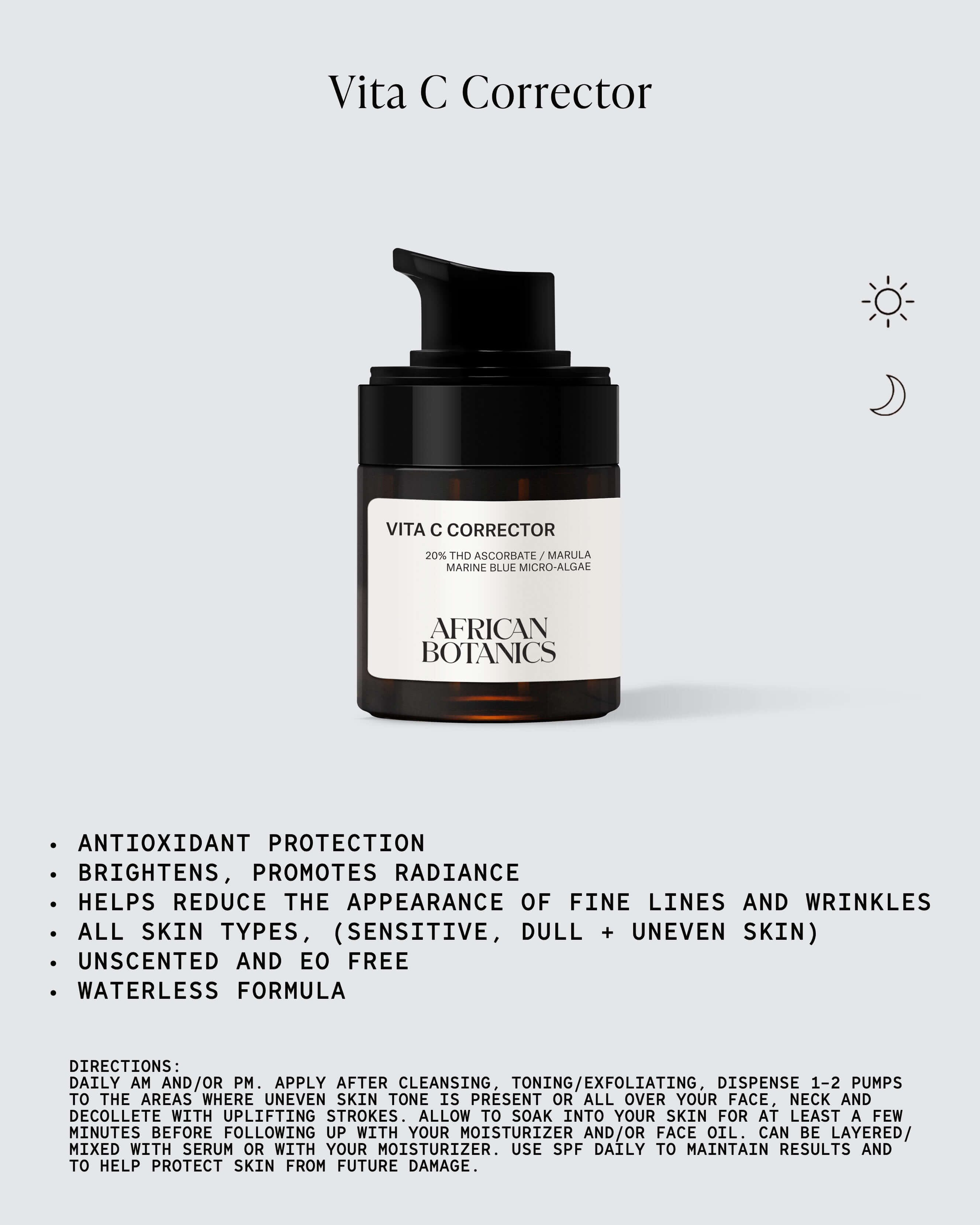 African Botanics Vitamin C Corrector Serum - Brightening & Anti-Aging Face Treatment for Dark Spots & Uneven Skin Tone | Perfect for Daily Skincare Routine & Nighttime Repair