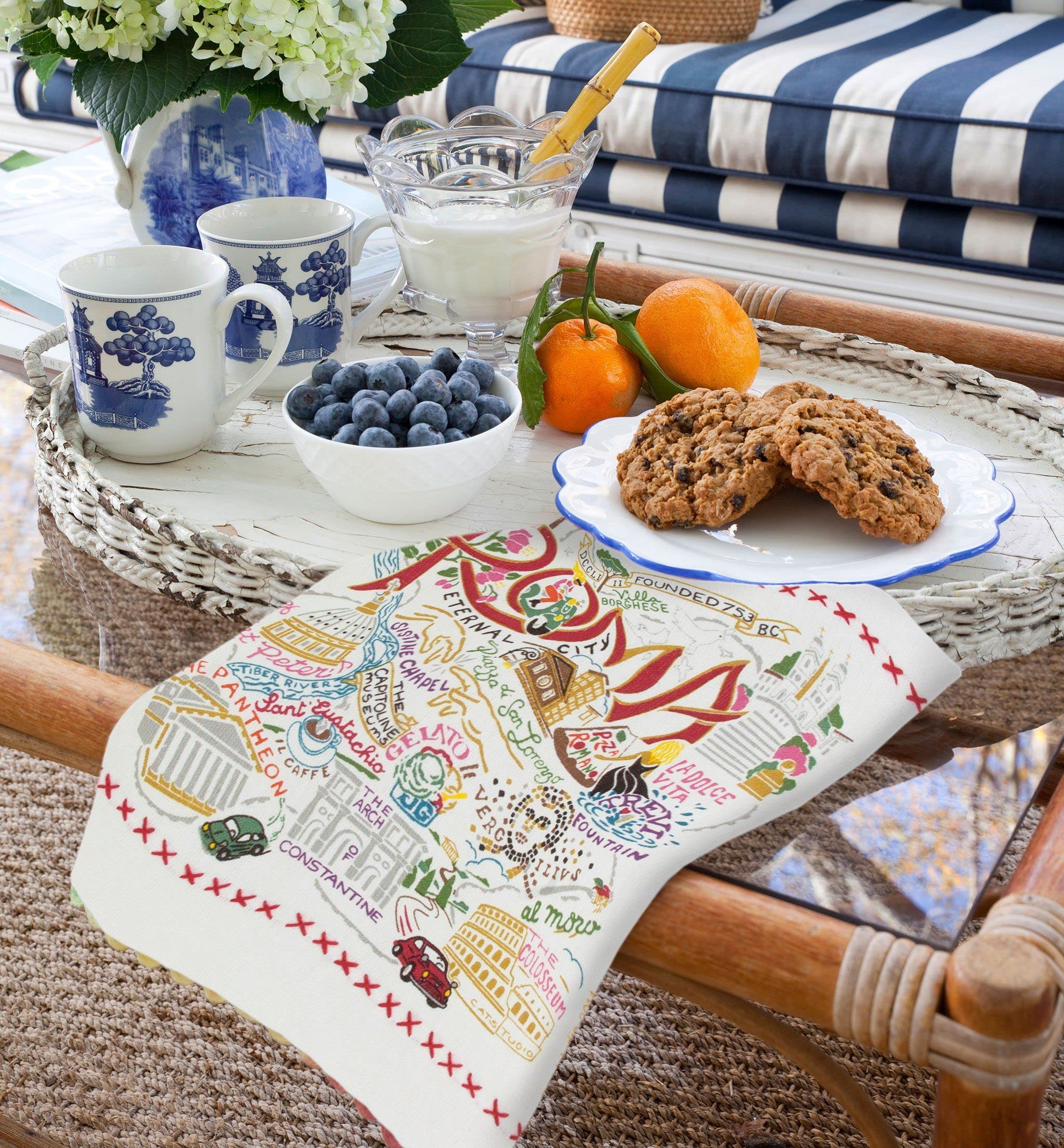 Catstudio Roma Dish & Hand Towel Set - Absorbent Cotton Kitchen, Bar & Bath Towels for Drying Dishes, Hands & Cleaning - Perfect for Home, Restaurant & Gift Use