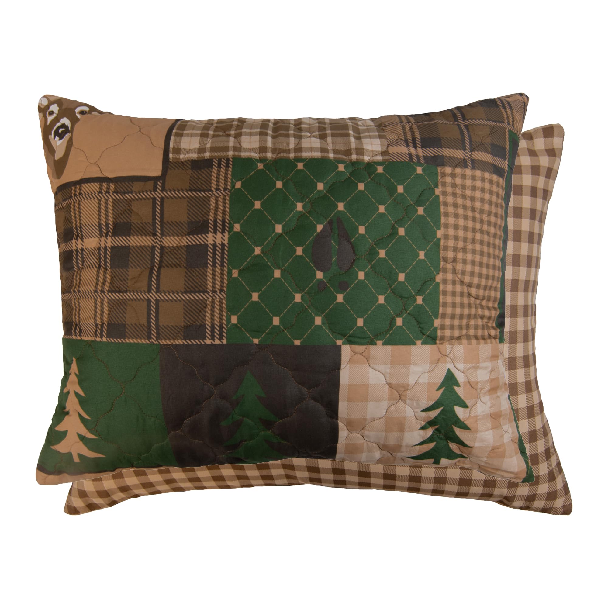 **Donna Sharp Twin Bedding Set - 2 Piece Green Forest Lodge Quilt Set with Twin Quilt & Standard Pillow Sham - Machine Washable - Cozy Cabin & Bedroom Decor**