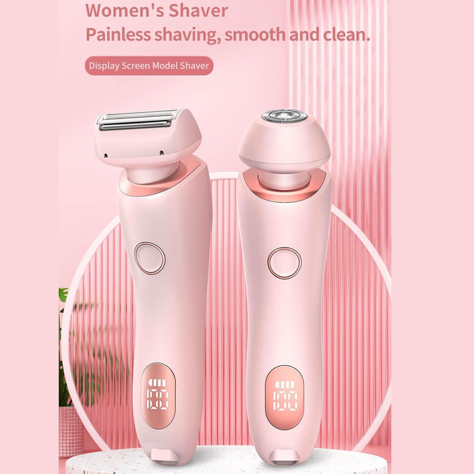 2 in 1 Electric Shaver for Women - Waterproof Wet & Dry Lady Shaver, Painless Bikini & Pubic Hair Trimmer, Portable Rechargeable Razor for Smooth Skin - Perfect for Travel, Gym & Home Use (Blue)