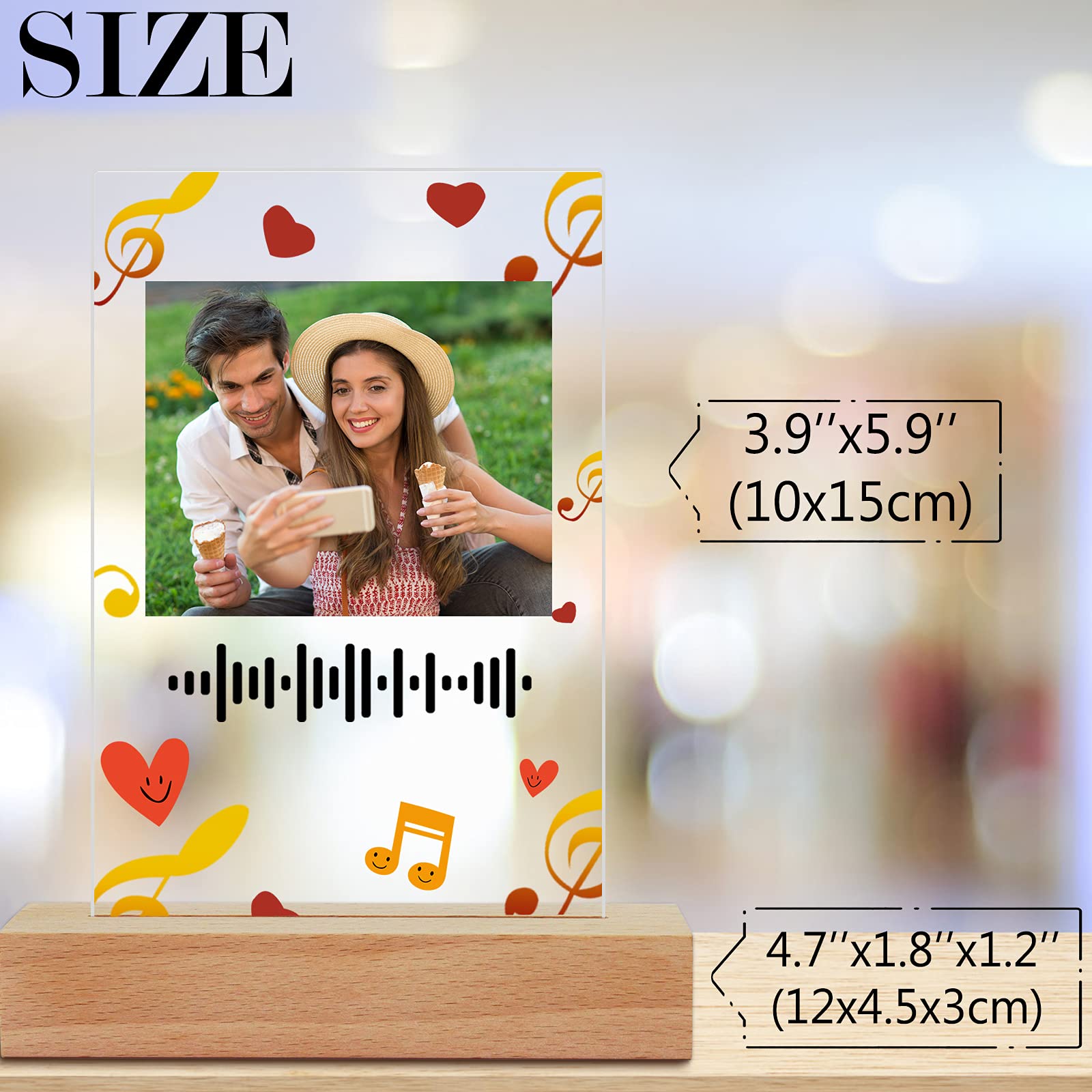 Custom Music Art Plaque Night Light - Personalized Photo & Song Album Cover LED Lamp | Scannable Gift for Father's Day, Mother's Day, Valentine's, Christmas, Birthday & Anniversary | Perfect for Bedroom Decor, Romantic Gifts & Special Occasions