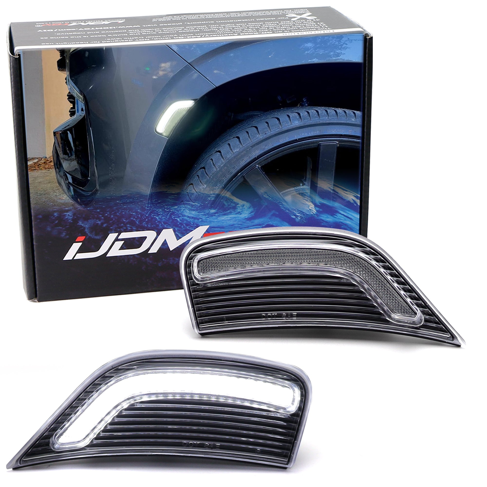 Clear Bold Arch White LED Front Side Markers for 2021-2024 GMC Yukon, Chevy Suburban, Cadillac Escalade - Enhanced Visibility & Style for Night Driving & Custom Builds