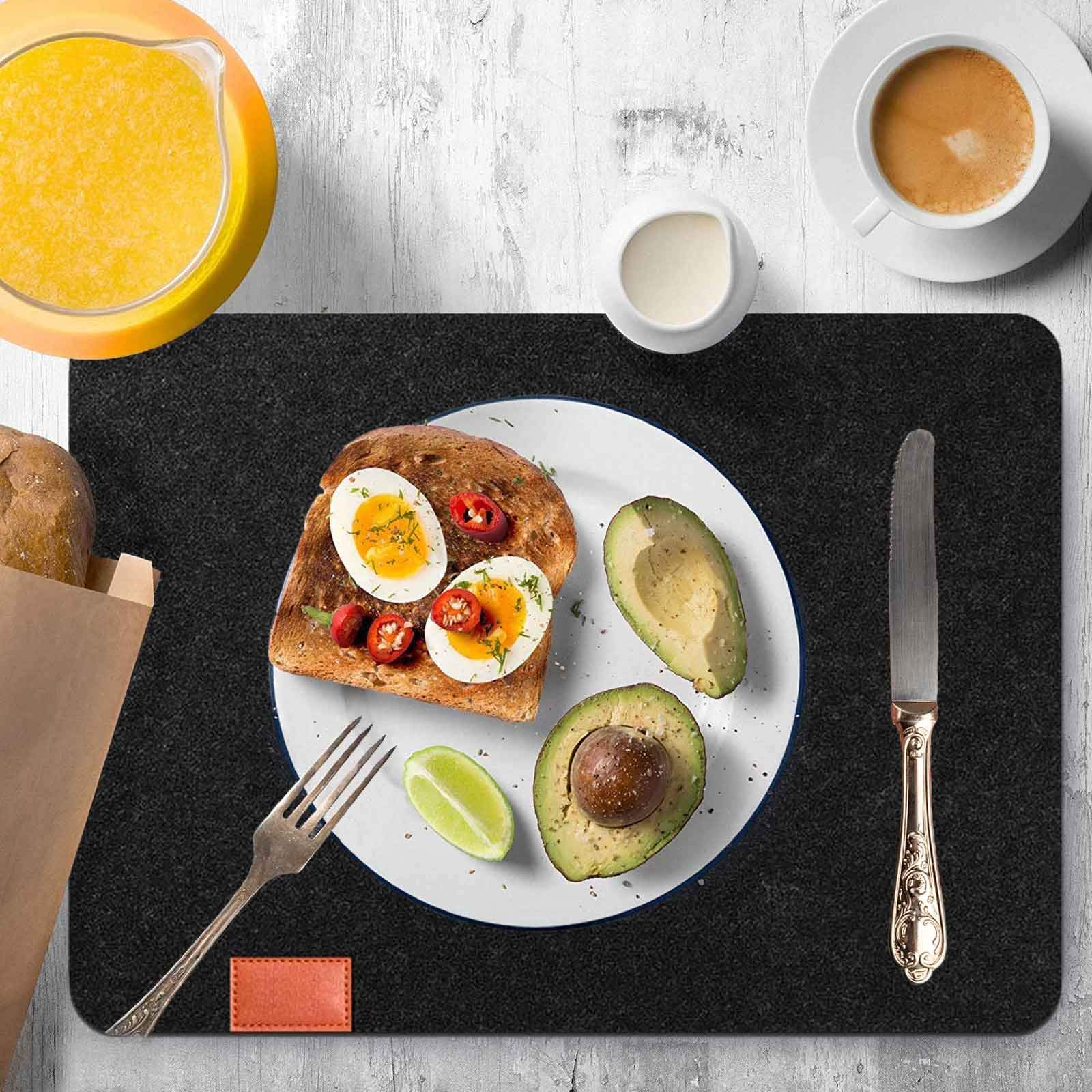 6-Pack Heat-Resistant Washable Felt Placemats for Kitchen Table with Drink Coasters & Cutlery Pouch - 18-Piece Dining Table Set - Perfect for Family Meals, Dinner Parties & Holiday Gatherings
