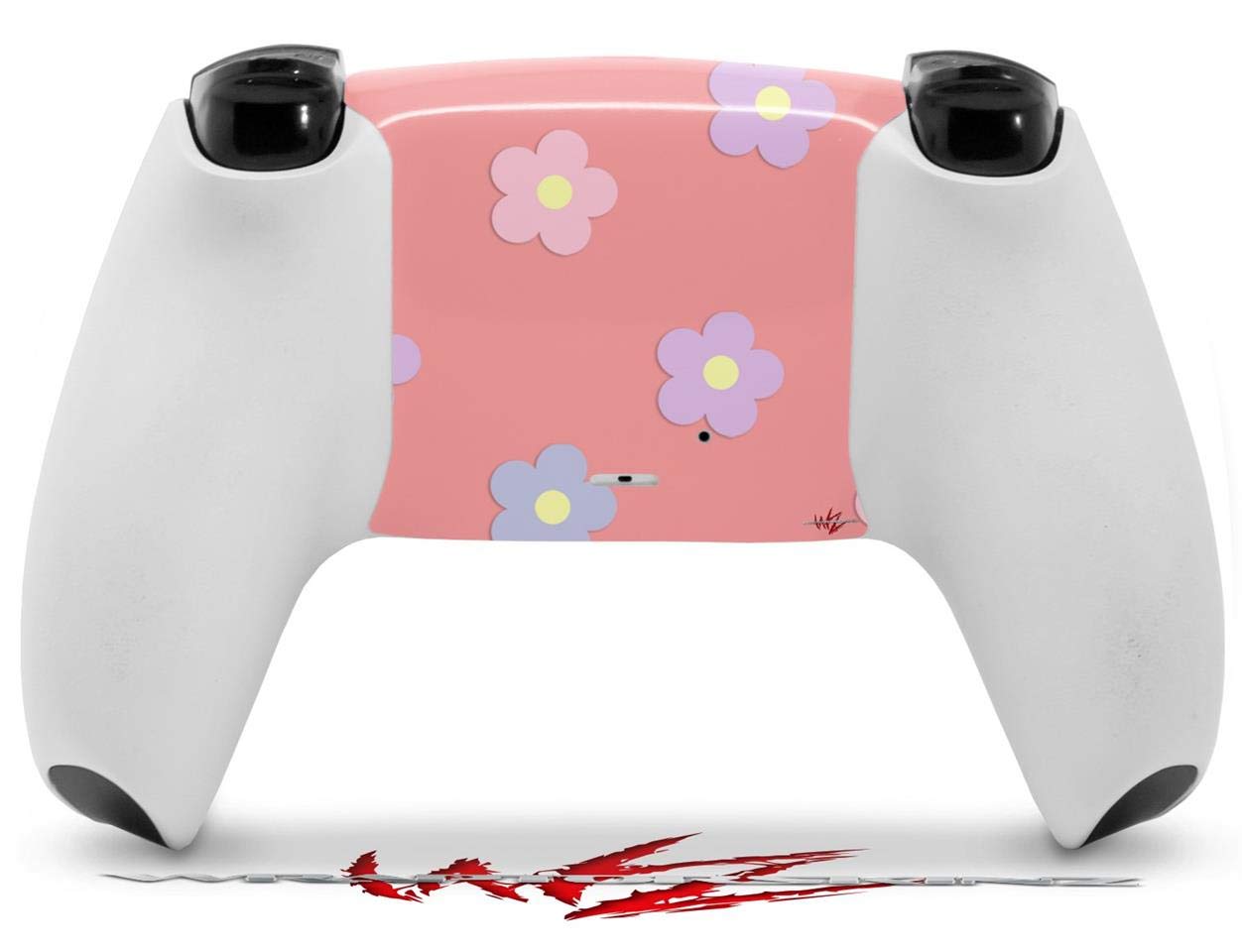PS5 DualSense Controller Skin Wrap - Pastel Flowers on Pink for Gaming & Protection