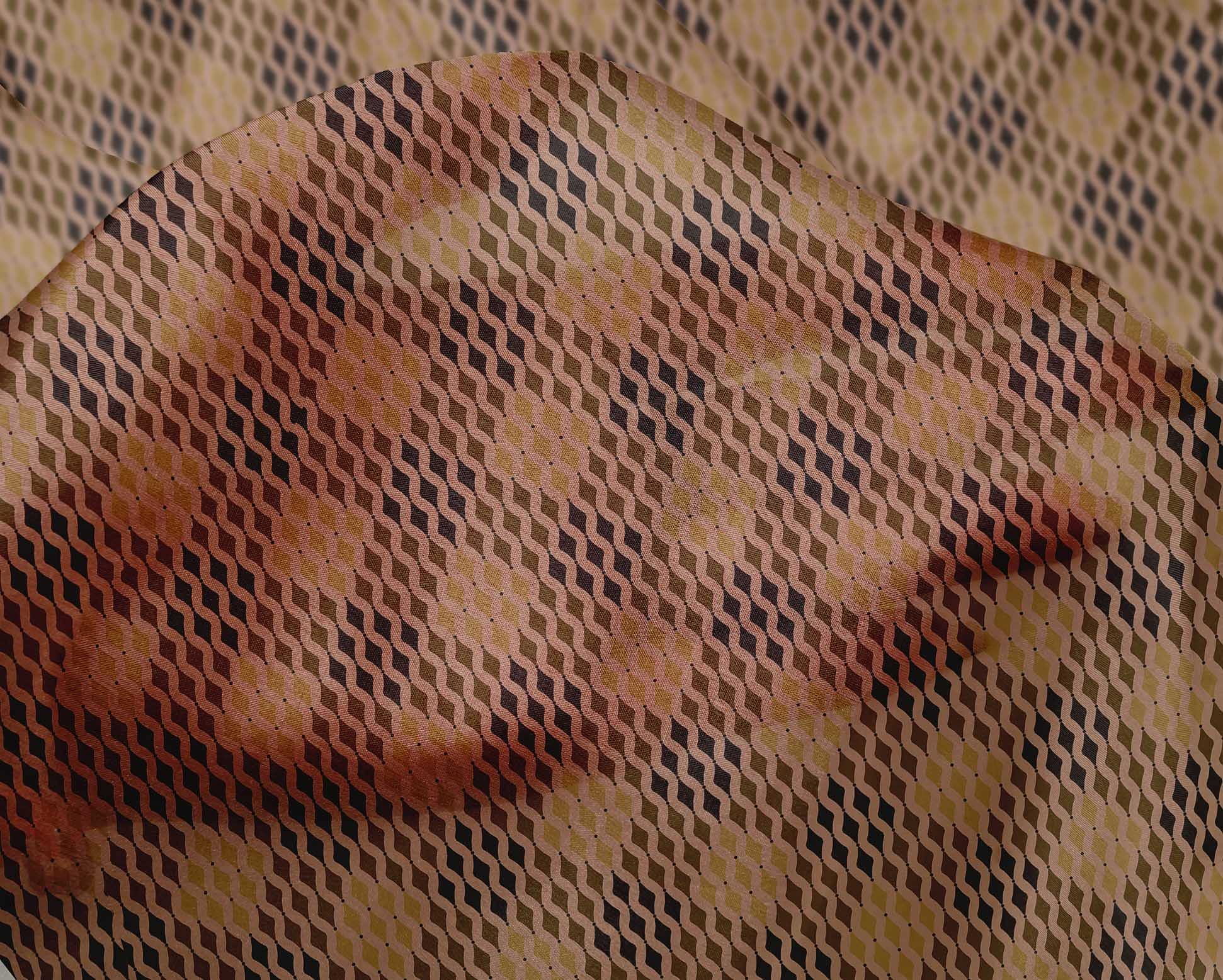 oneOone Polyester Spandex Brown Fabric Block Dress Material - 56 Inch Wide Print Fabric by The Yard | Perfect for DIY Dresses, Skirts & Home Decor Projects