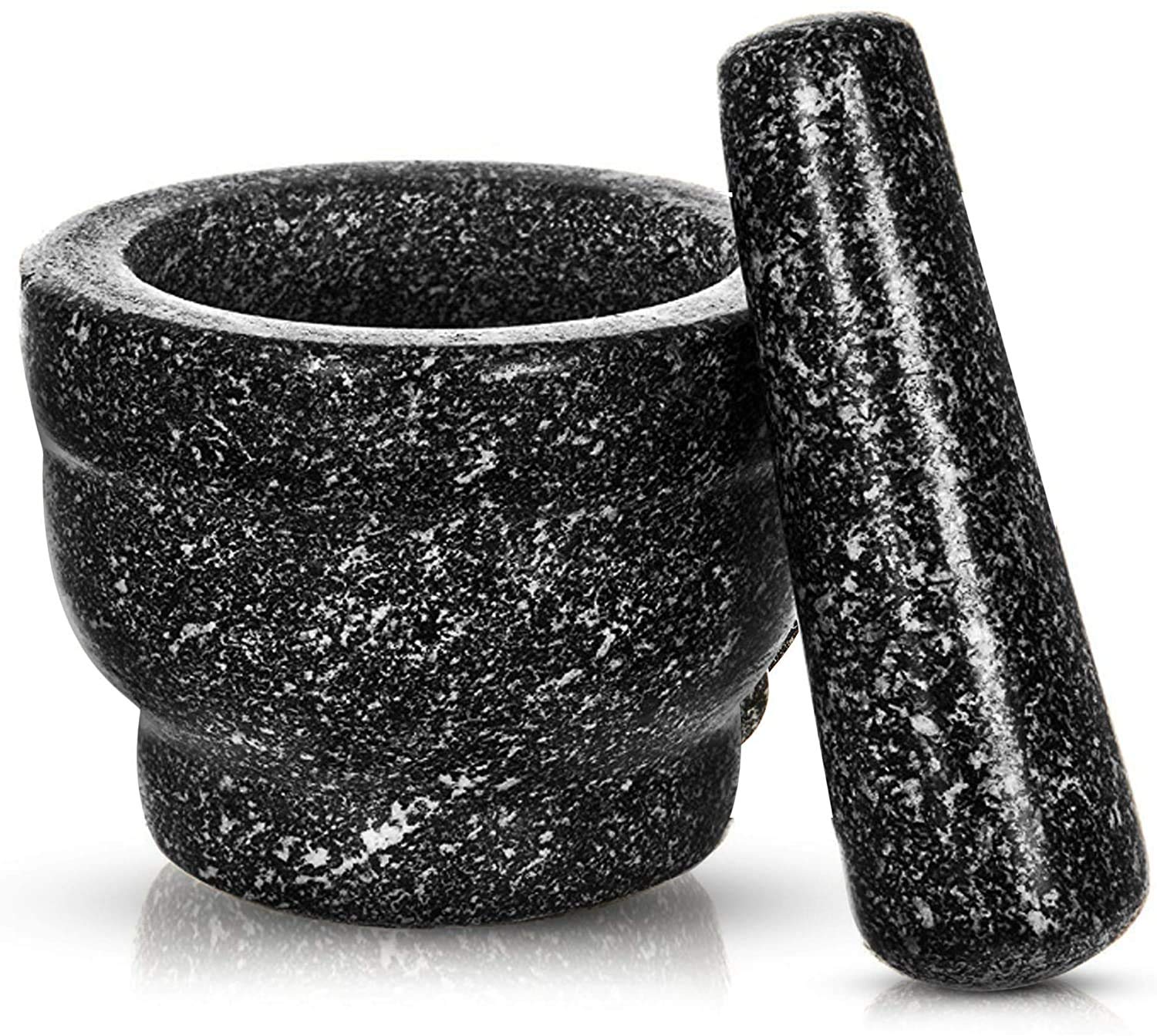 Premium Granite Mortar and Pestle Set - Natural Honed & Polished for Grinding Spices, Herbs, Seeds, Salt & Pepper - Durable Kitchen Tool for Fresh Flavor Paste - Perfect for Cooking, Baking & Meal Prep