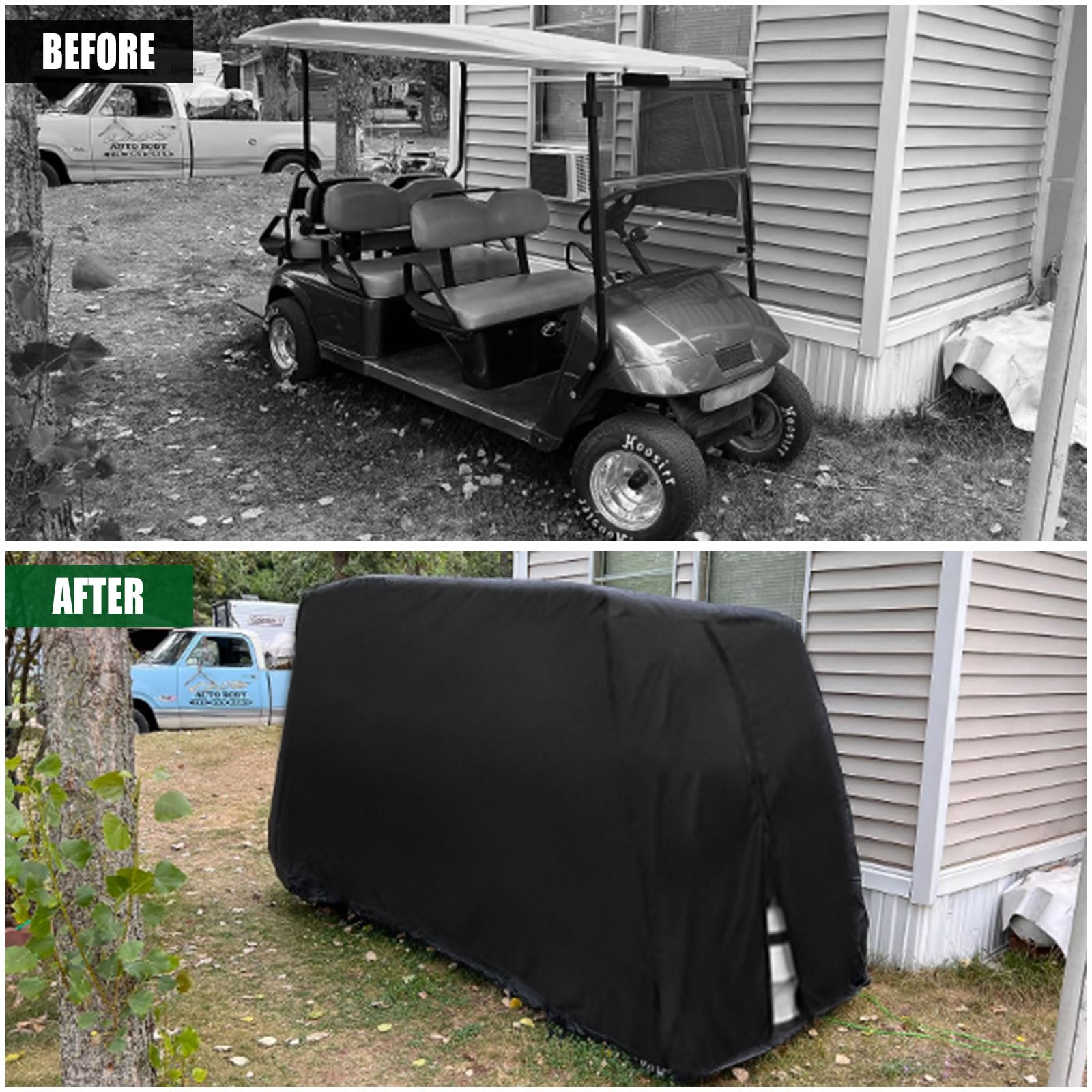 420D Waterproof 6-Passenger Golf Cart Cover with Zipper Door - Fits EZGO, Club Car & Yamaha - All-Weather Protection for Outdoor Storage & Travel