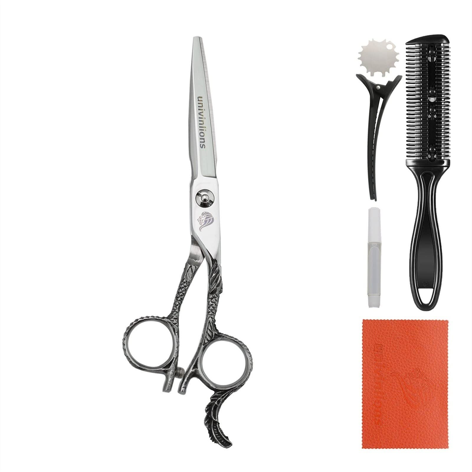 ATRIXU 6 Inch Professional Hair Cutting Scissors & Thinning Shears Set - Barber Scissors Kit with Comb & Clip for Hairdressing Salon, Stylists & Home Use (Cutting Scissors Size)