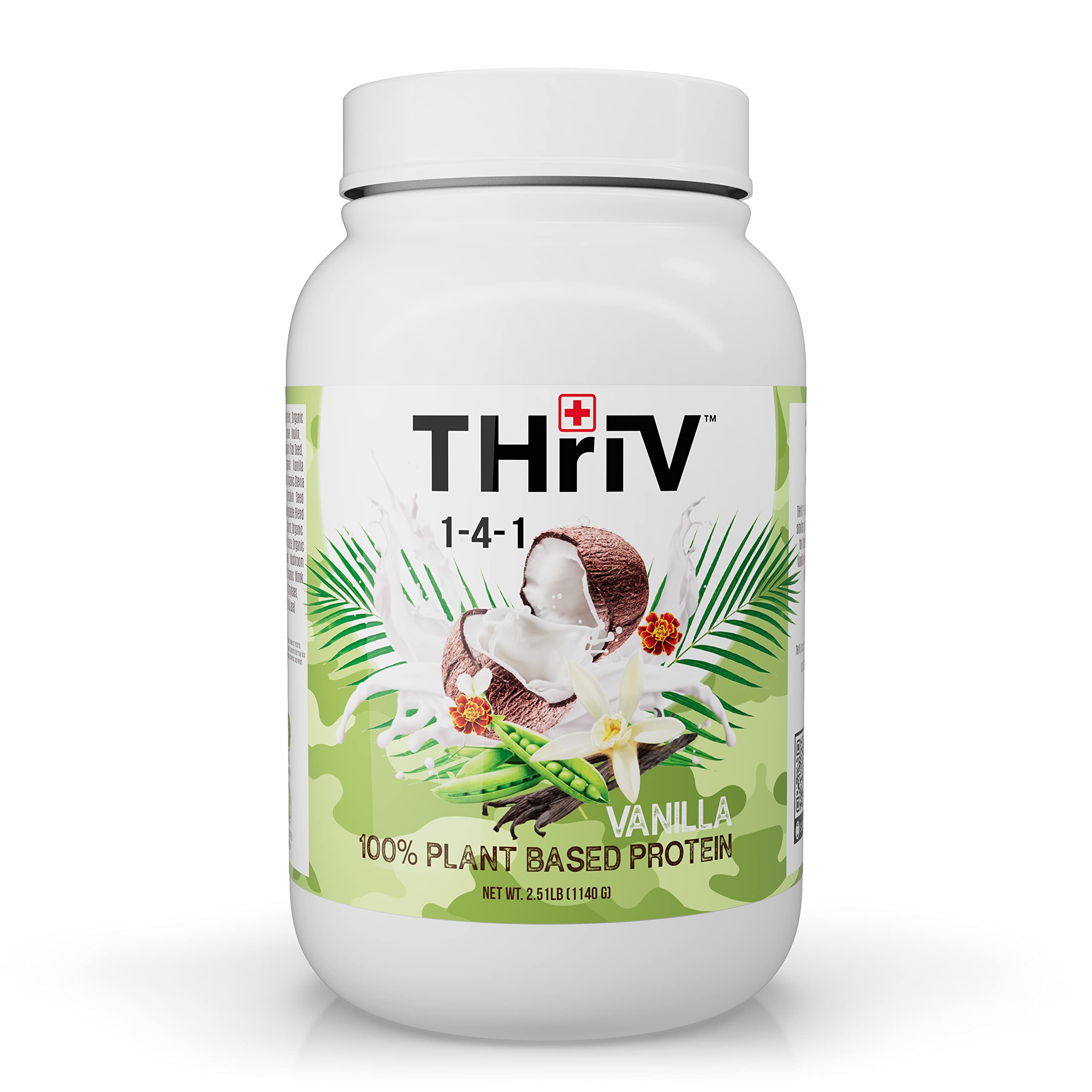Organic Plant Based Protein Powder - Vegan, Gluten-Free, Non-GMO, Dairy Free (Vanilla, 2.5lb/1,140g) | Thriv THriV Nutrition | Perfect for Post-Workout Recovery & Healthy Smoothies