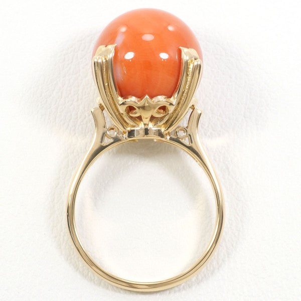 18K Yellow Gold Coral Ring for Women - Elegant Handmade Jewelry Gift for Birthday, Anniversary & Valentine's Day - Perfect for Beach Weddings & Summer Fashion Accessories
