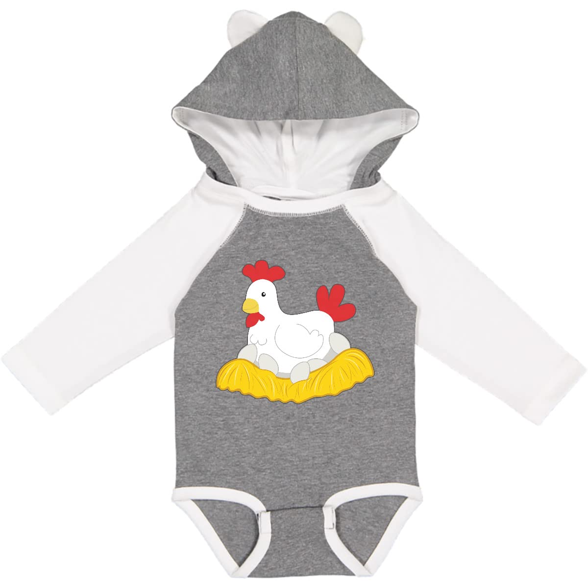 Inktastic Chicken in Nest Long Sleeve Baby Bodysuit - Cute Animal Print Onesie for Newborns & Infants - Perfect for Playtime, Photo Shoots & Everyday Wear