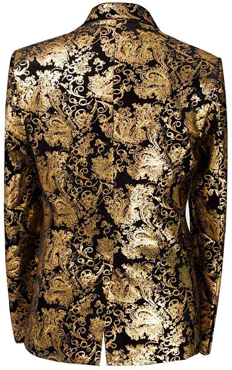 Elegant Gold Blazer Dress with Floral Embroidery - Women's Fashion Blazer for Office, Party & Special Occasions