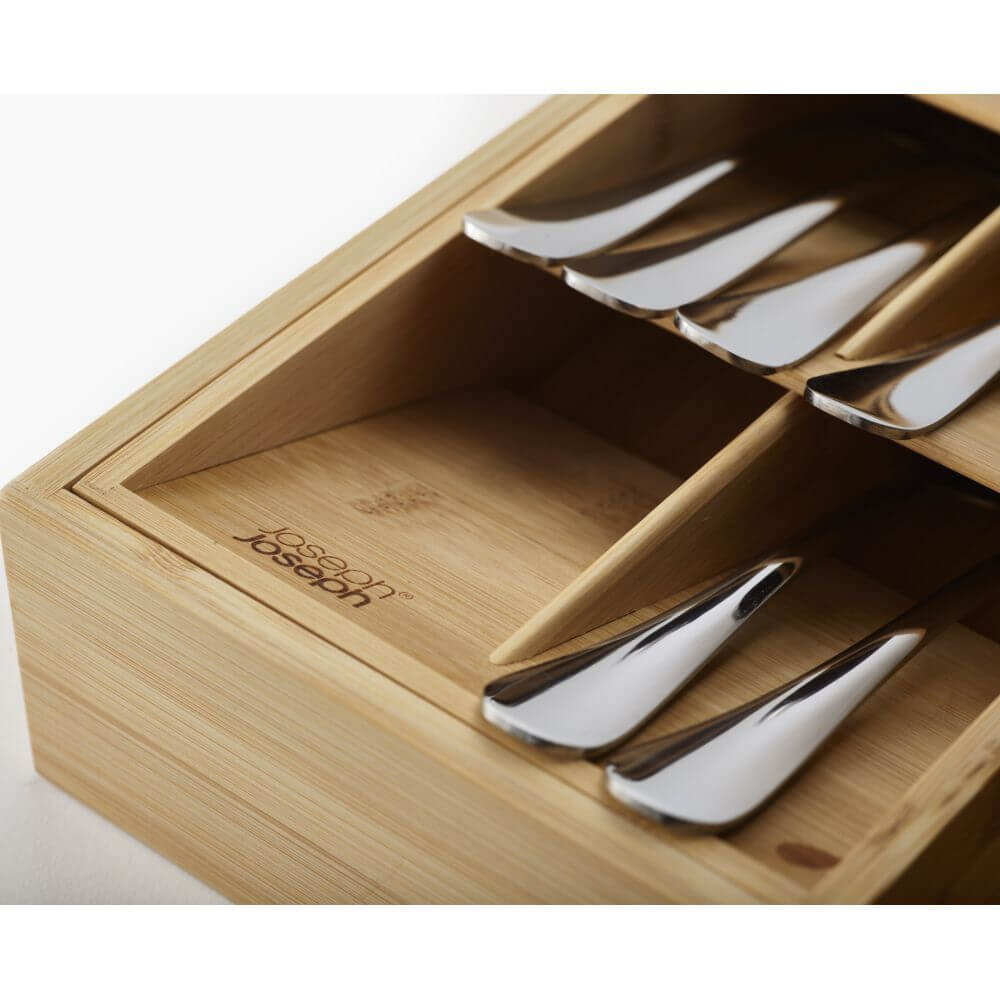 Joseph Joseph Expandable Bamboo Cutlery Organizer - Kitchen Utensil Holder for Drawer Storage, Perfect for Spoons, Forks, Knives & Cooking Tools - Ideal for Home, Office & Travel Use