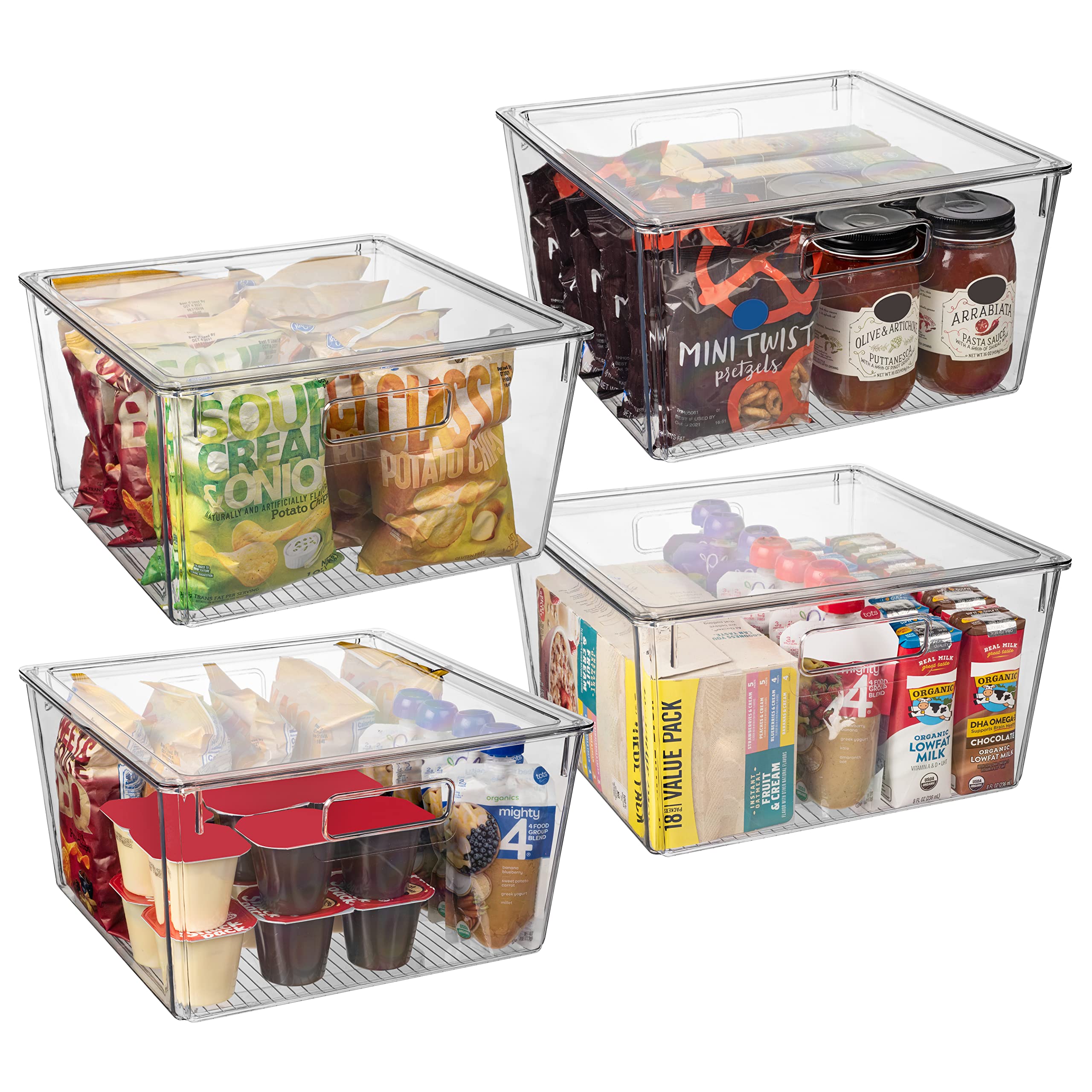 CLEARSPACE XL Plastic Storage Bins with Lids – Kitchen & Pantry Organization, Fridge Organizer, Cabinet Storage Bins – Ideal for Home, Office, and Dorm Room Organization