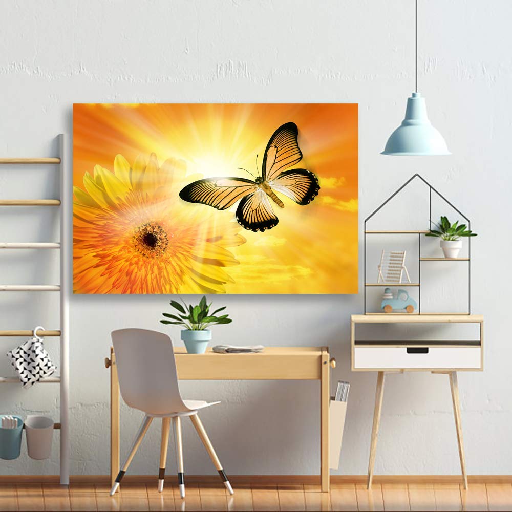 Beautiful Butterfly Giclee Canvas Wall Art - 12x18 Inches Handmade Painting for Bedroom, Living Room, Home & Office Decor