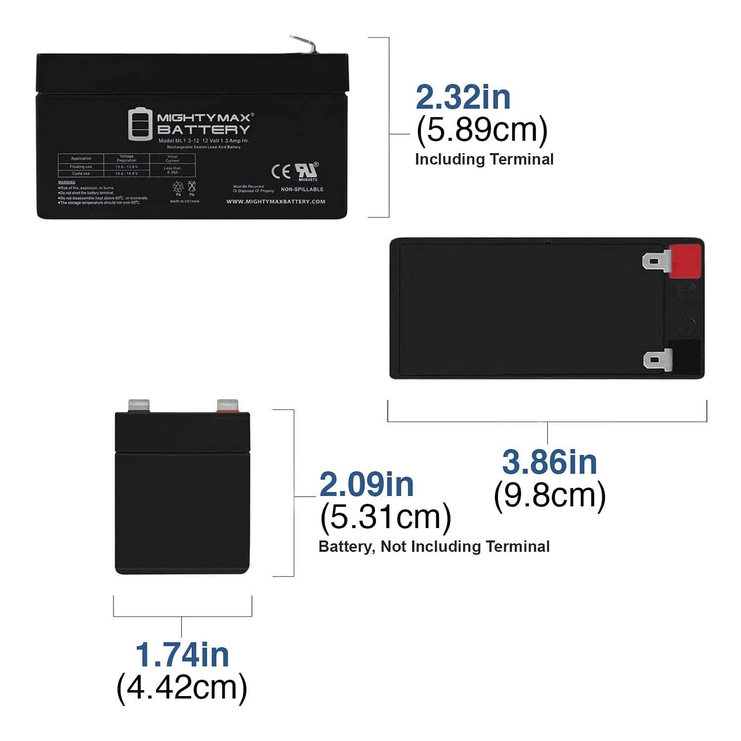 Mighty Max 12V 1.3Ah Rechargeable Battery - Replacement for Lintronics MX06012-4 Pack - Perfect for Power Tools, Emergency Lights & Security Systems