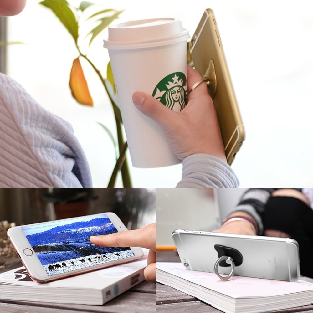 360° Finger Stand Phone Ring Holder - Purple Lotus for Home & Car Use