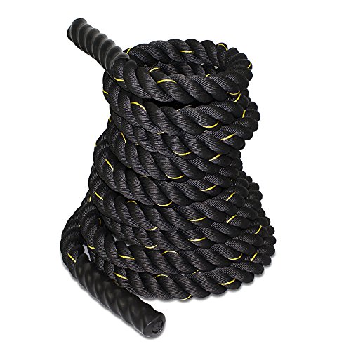 ZENY Battle Rope 1.5/2 Inch Diameter 30ft/40ft/50ft - Poly Dacron Workout Rope for Strength Training & Muscle Building - Home Gym Equipment for Cardio, CrossFit & Full Body Conditioning